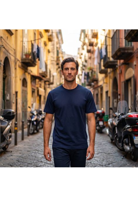 Paolo Pecora Men's Navy Blue Cotton Jersey T-shirt with Side Logo PAOLO PECORA |  | F022 40546685